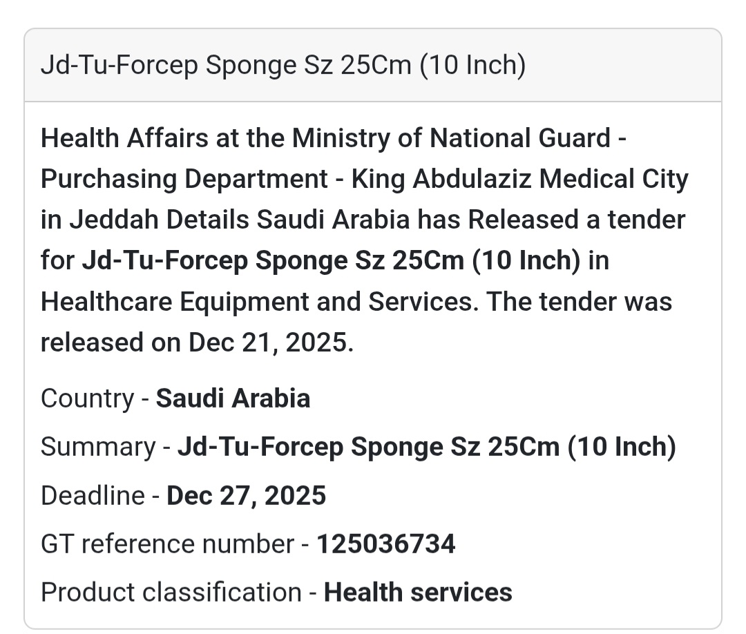 🩹 Surgical Instruments Tender – Saudi Arabia
