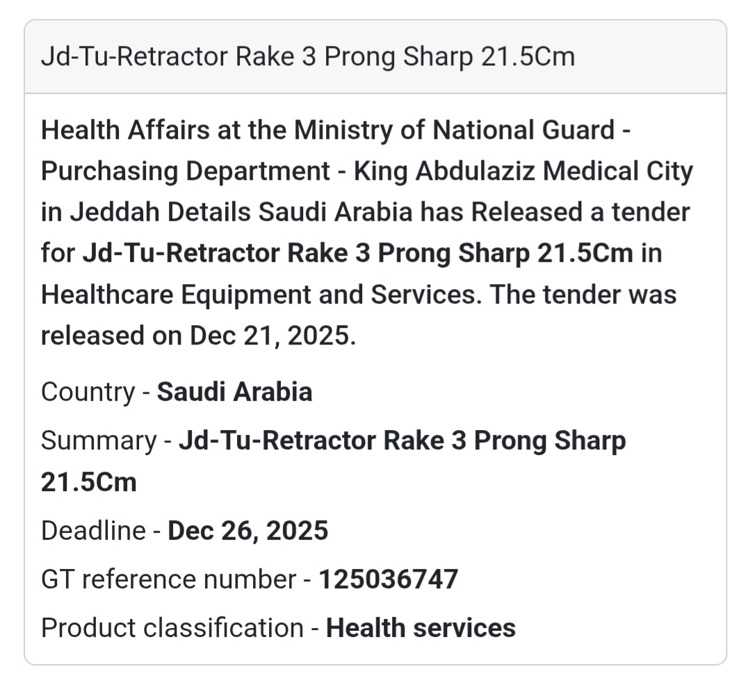 🏥 Surgical Instruments Tender – Saudi Arabia