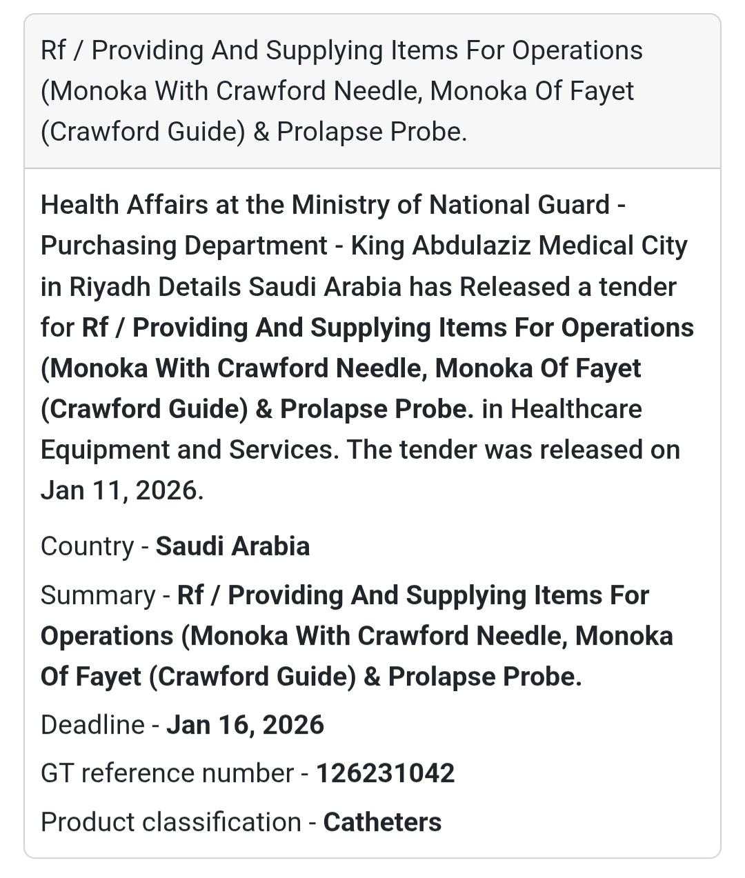 🏥 SURGICAL ITEMS – OPERATION THEATER