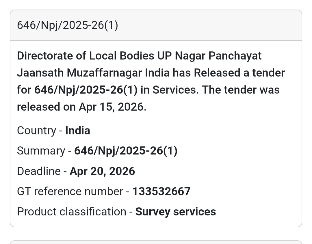 📊 Survey Work Tender – Muzaffarnagar