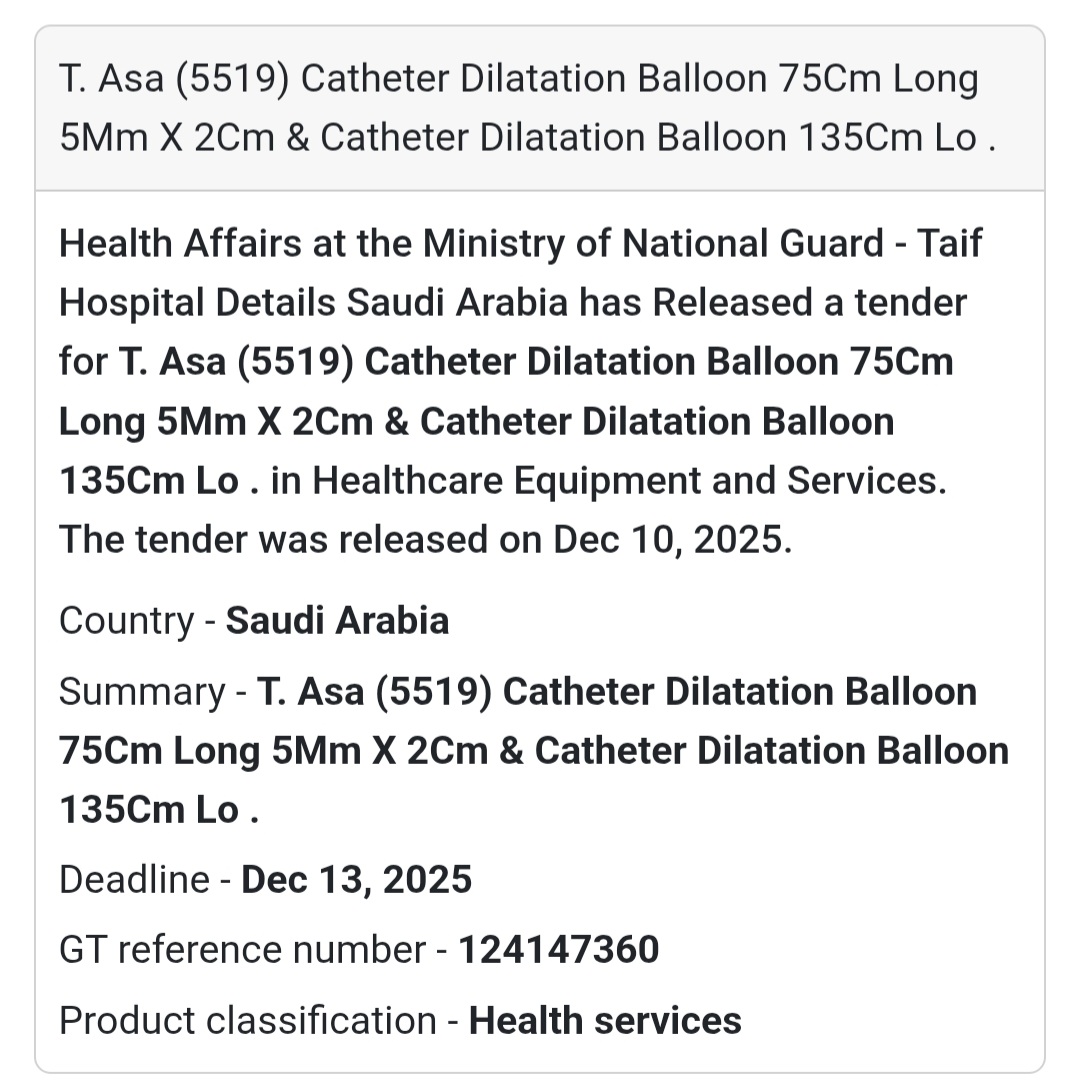🏥 T. Asa (5519) Catheter Dilatation Balloon
