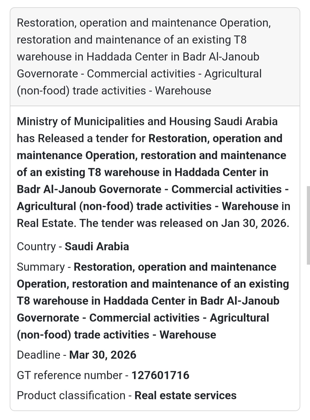 🏬 T8 Warehouse – Haddada Center, Badr Al-Janoub