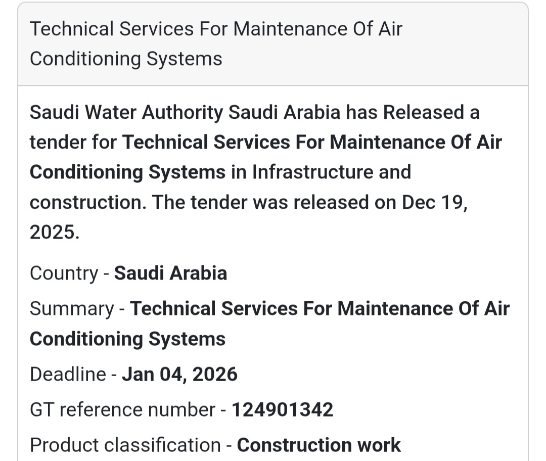 🔔 Technical Services Tender | Saudi Arabia 🇸🇦