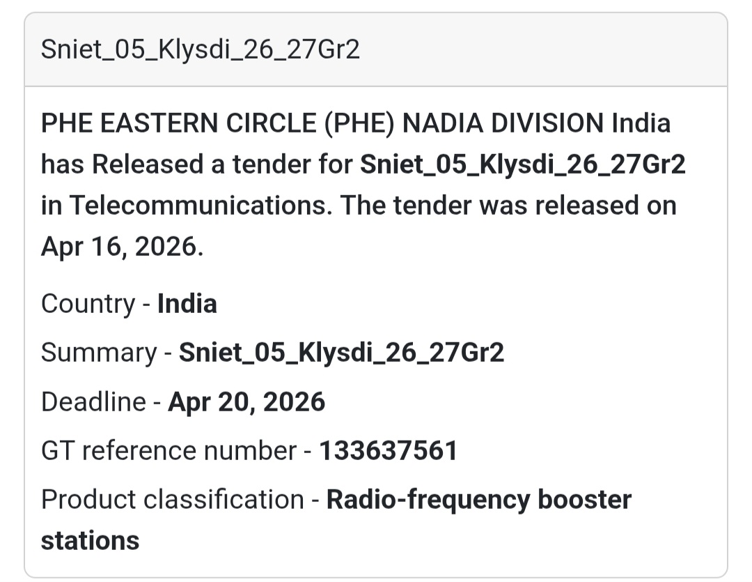 📡 Telecom Infrastructure Tender | India 🇮🇳