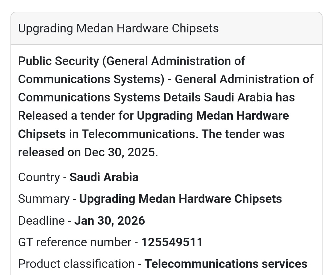 📶 Telecommunications Upgrade Tender