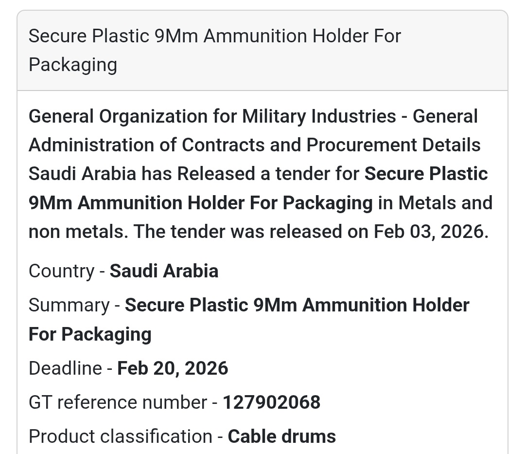🇸🇦 Tender Alert: Ammunition Holders 📦