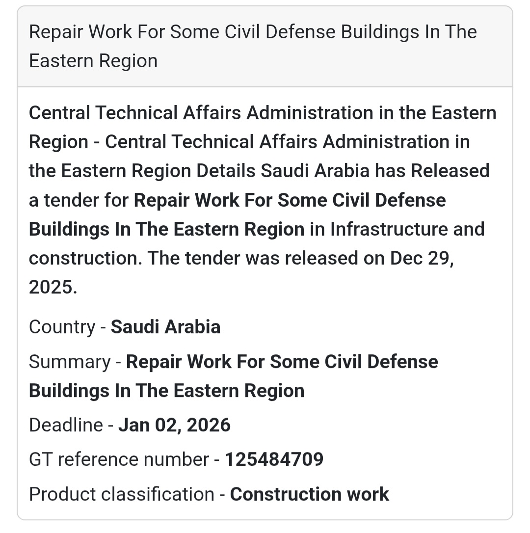 Tender Alert: Construction Work in Saudi Arabia! 🇸🇦
