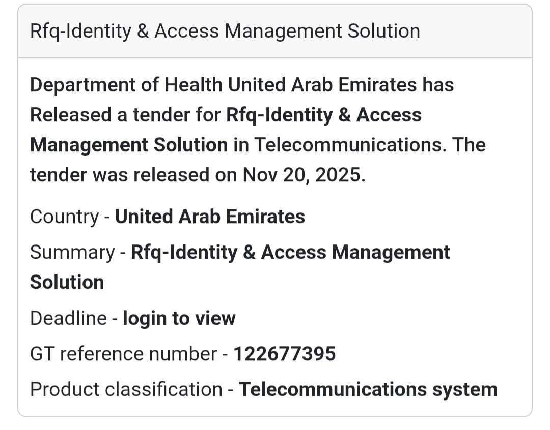 🔐 Tender Alert – Department of Health, UAE 🇦🇪