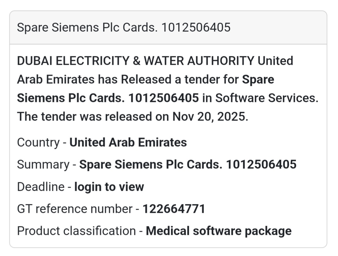 🖥️ Tender Alert – Dubai Electricity & Water Authority (DEWA) 🇦🇪