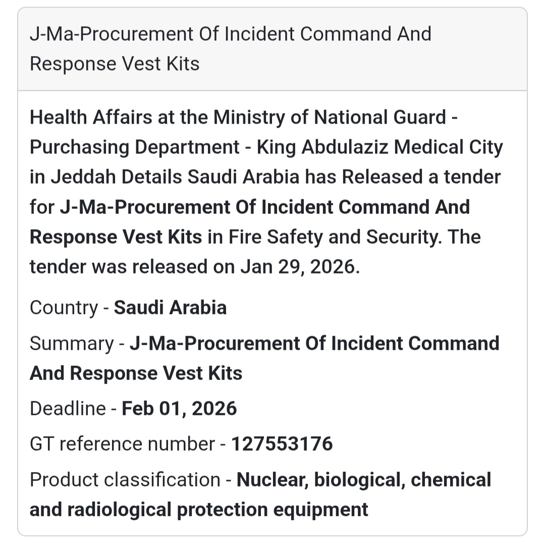 🇸🇦 Tender Alert: Incident Command & Response Vest Kits