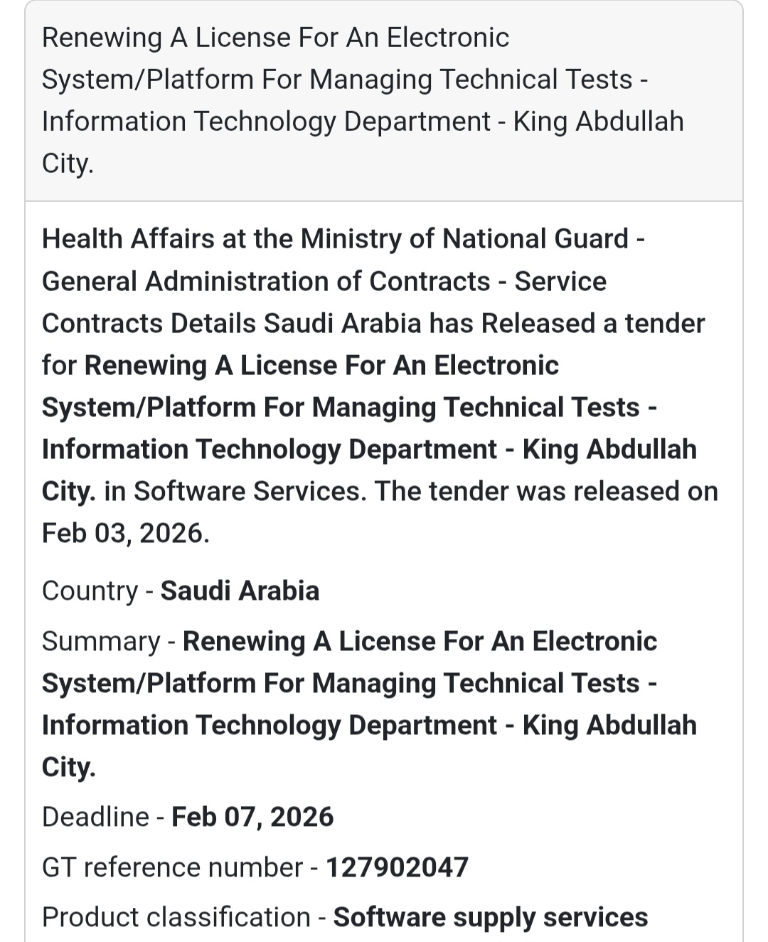 🇸🇦 Tender Alert: IT Services