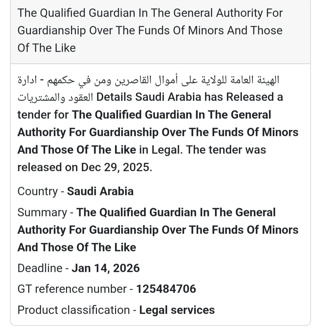 Tender Alert: Legal Services in Saudi Arabia