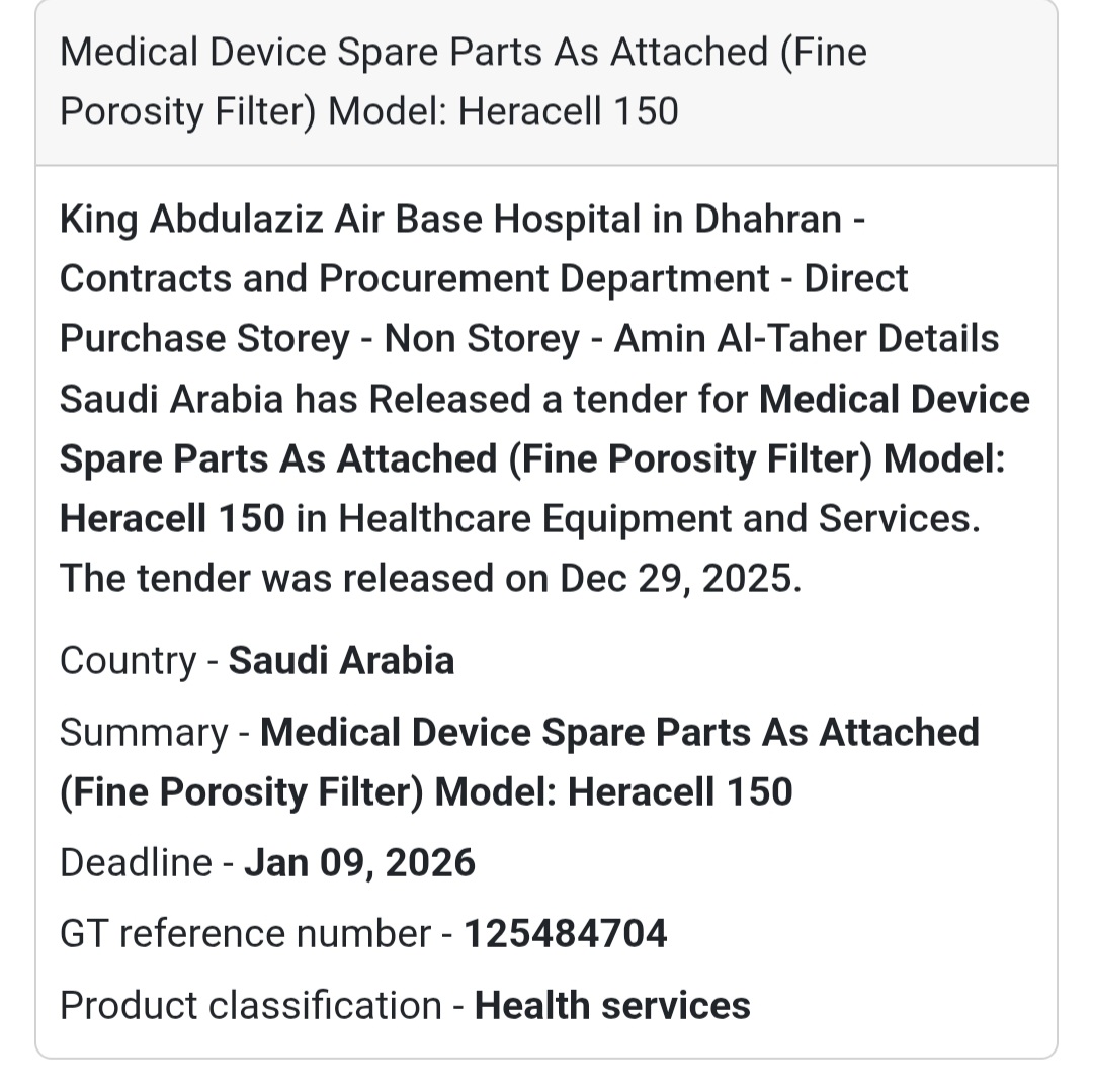 Tender Alert: Medical Device Spare Parts 🚨