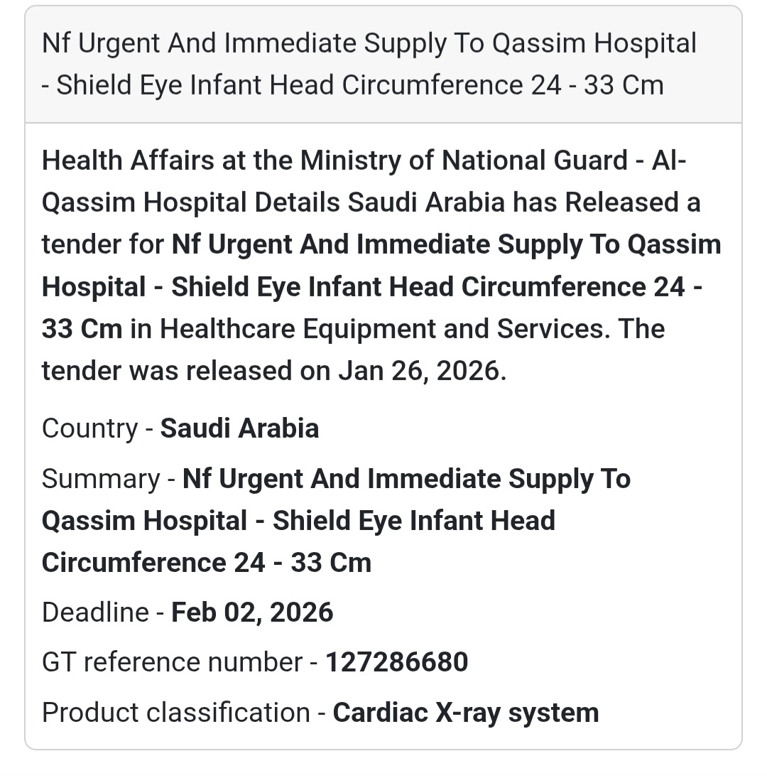 🇸🇦 Tender Alert: Medical Supplies 🏥  Opportunity: