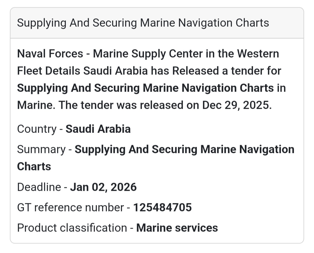 Tender Alert: Saudi Arabia Naval Forces 🇸🇦