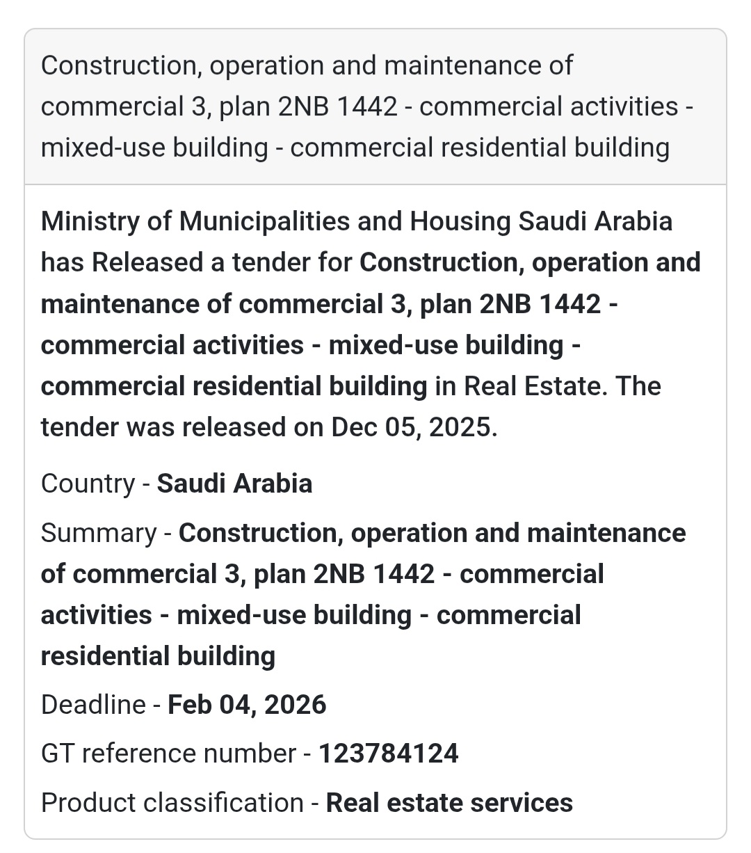 🛠️ Tender Alert – Saudi Arabia 🇸🇦