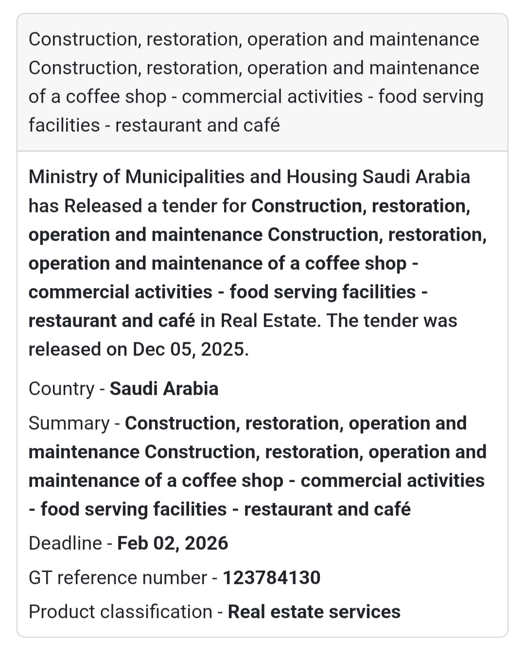 🛠️ Tender Alert – Saudi Arabia 🇸🇦