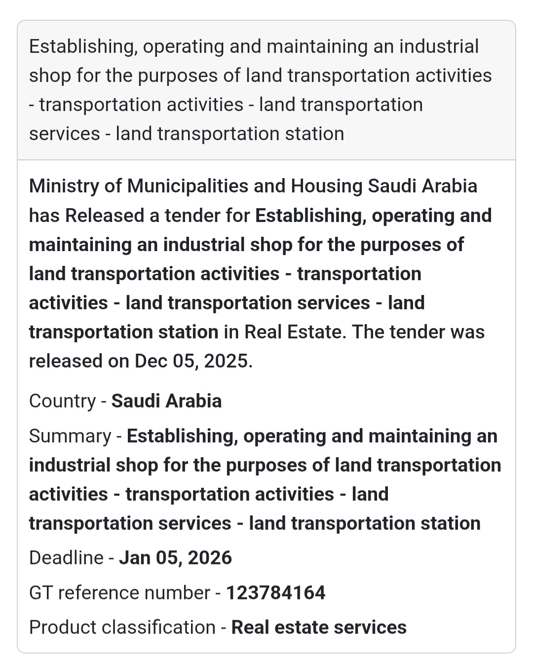 🛠️ Tender Alert – Saudi Arabia 🇸🇦