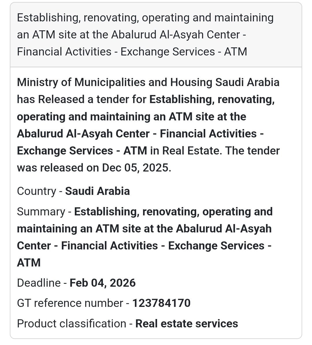 🛠️ Tender Alert – Saudi Arabia 🇸🇦