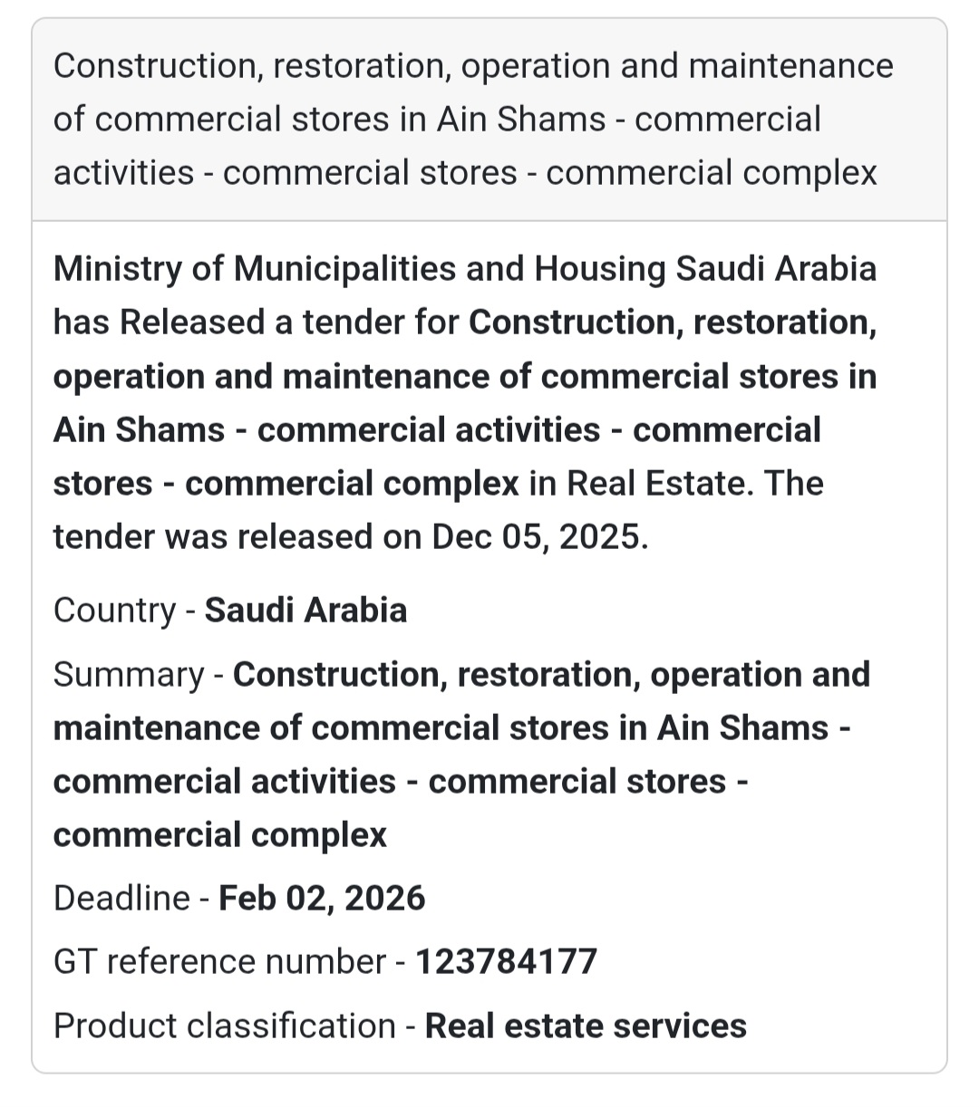 🛠️ Tender Alert – Saudi Arabia 🇸🇦