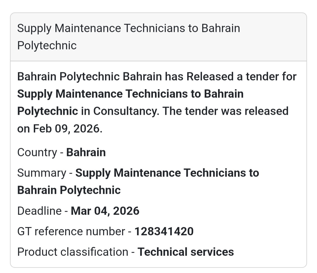 🛠️ Tender Alert | Technical Services 🔧