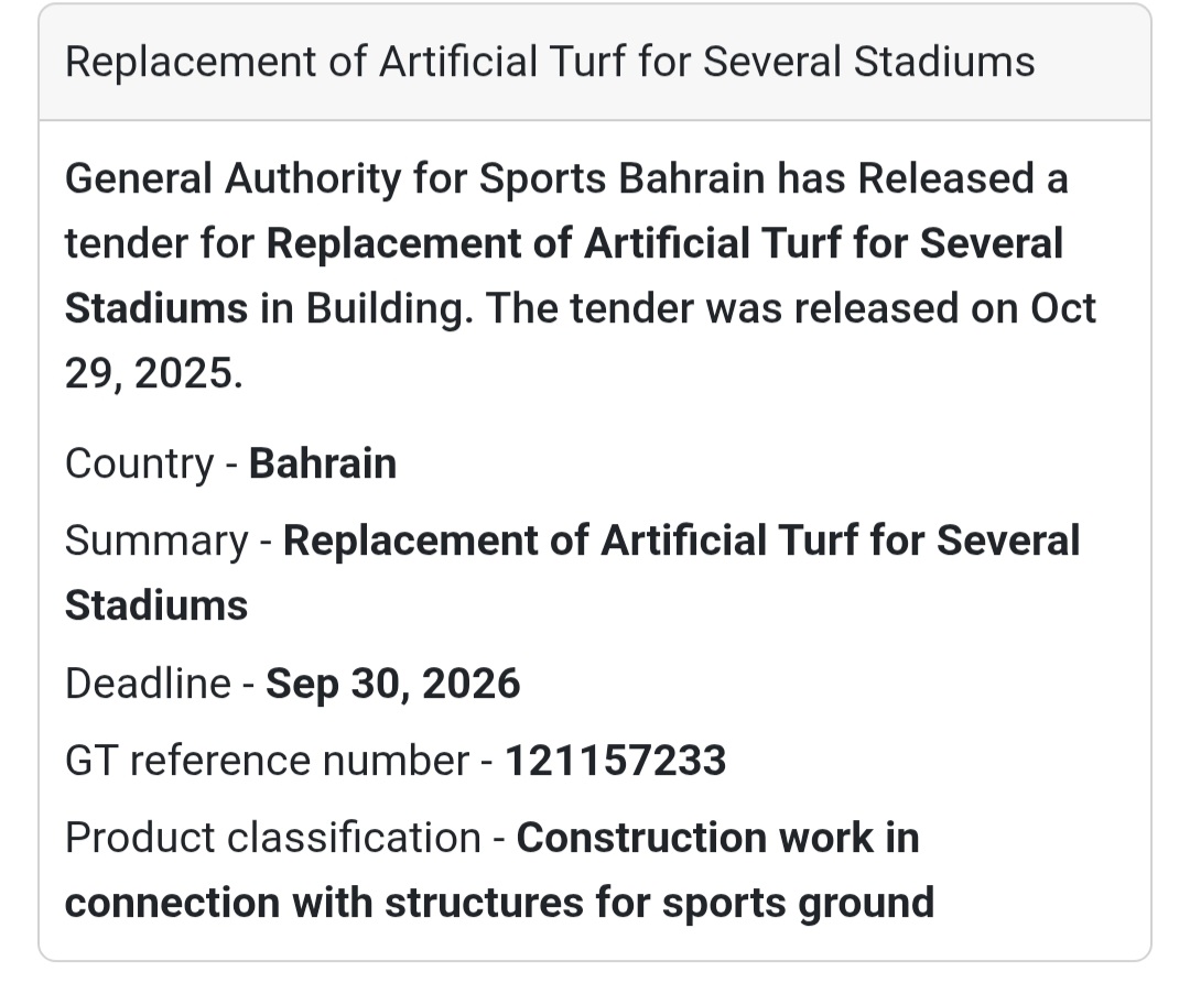 🏛️ Tender Announcement – Bahrain 🇧🇭