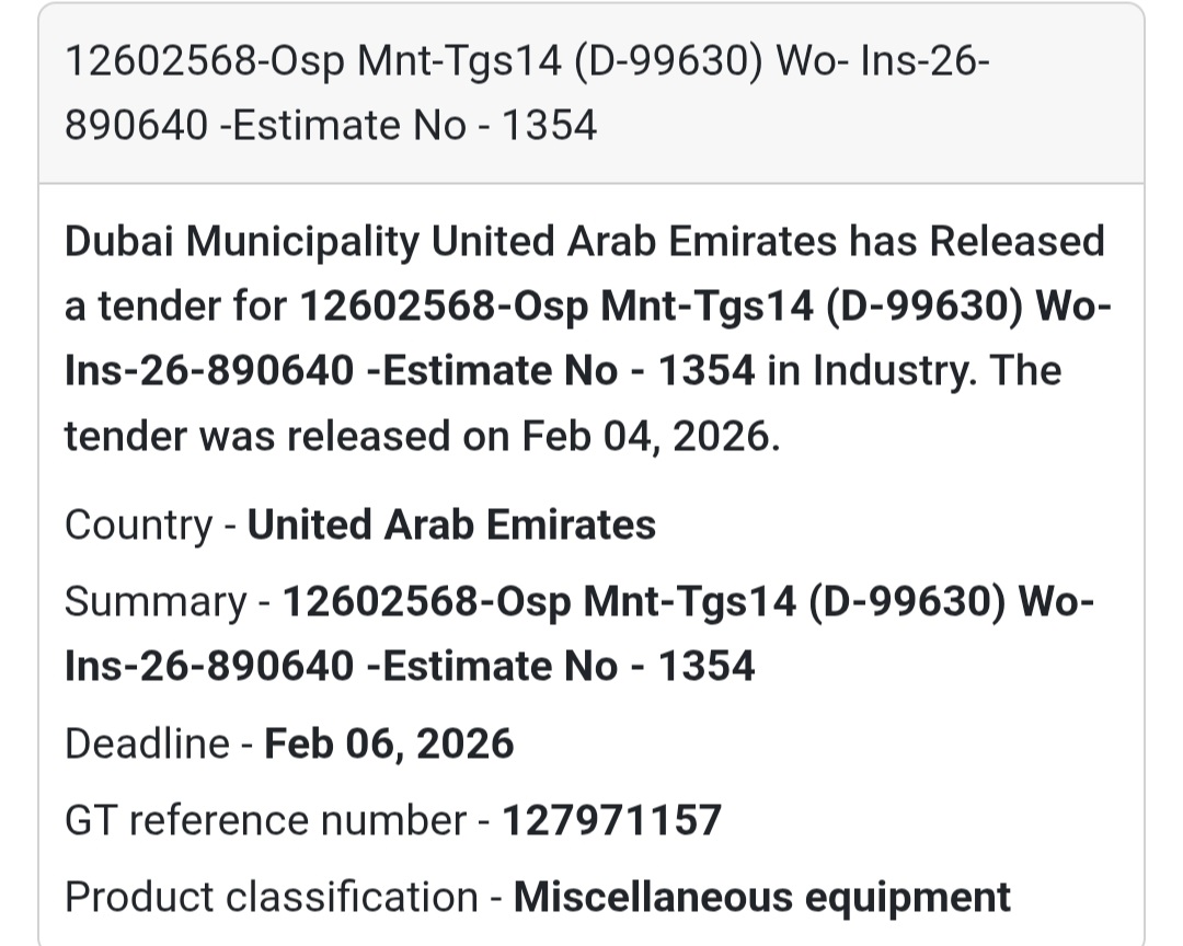 🏗️ Tender No. 12602568-OSP (Maintenance)