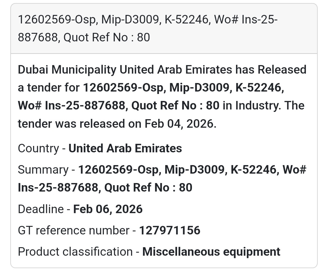 🏗️ Tender No. 12602569-OSP