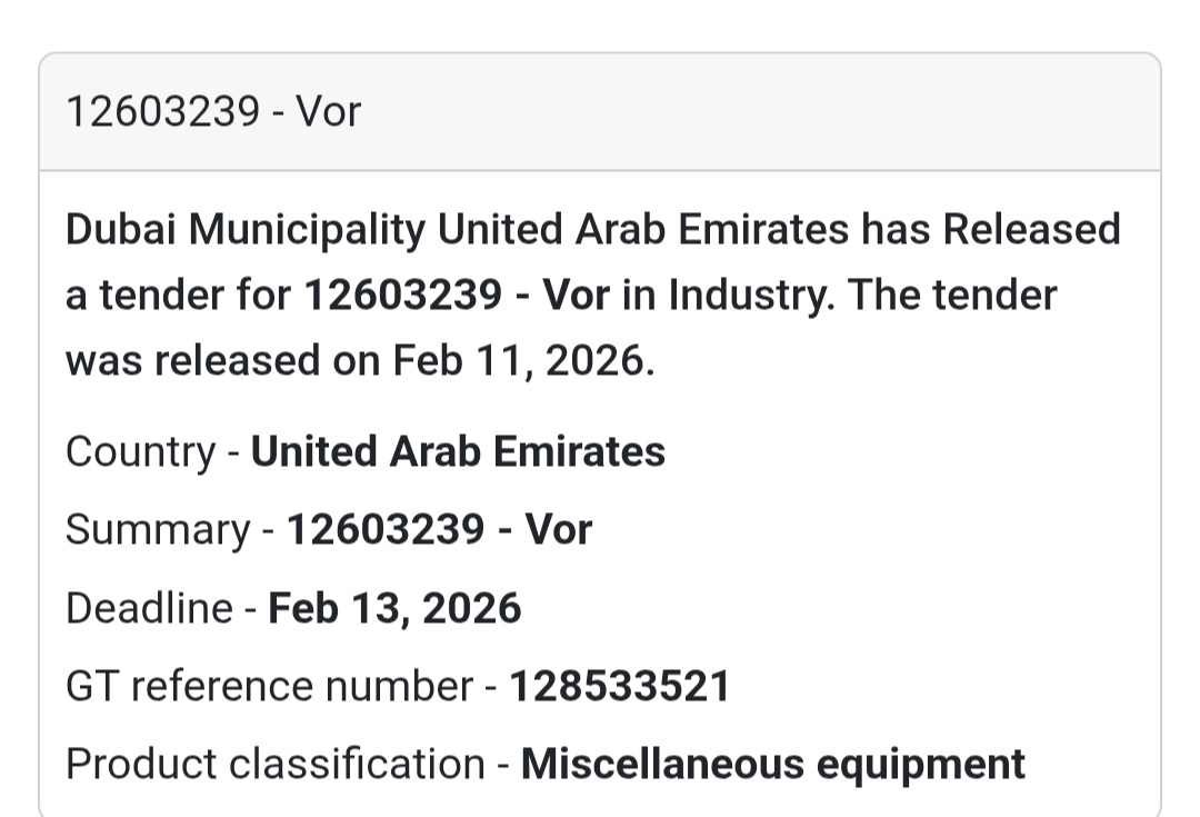 🔹 Tender No. 12603239 – Vor