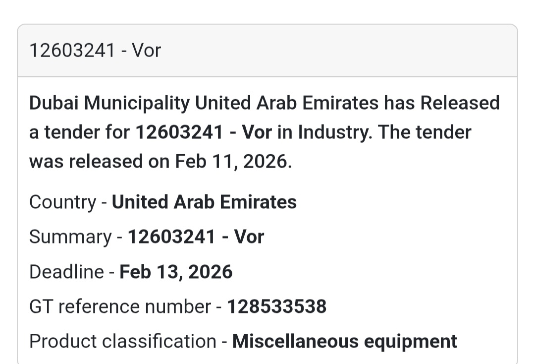 🔹 Tender No. 12603241 – Vor