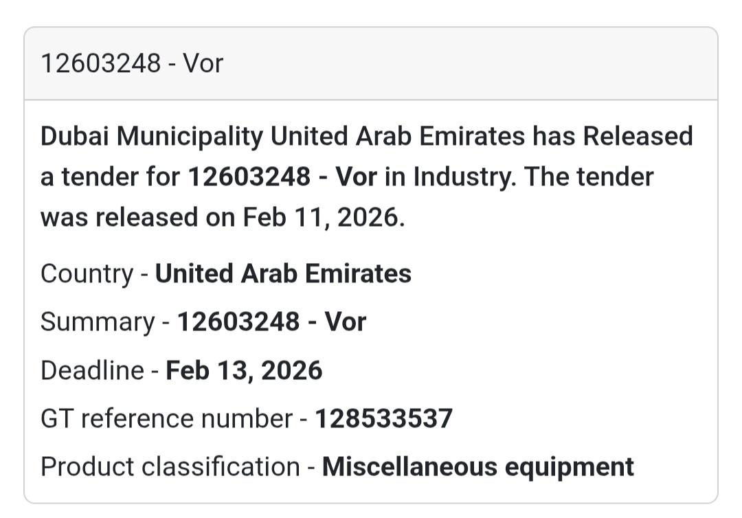 🔹 Tender No. 12603248 – Vor