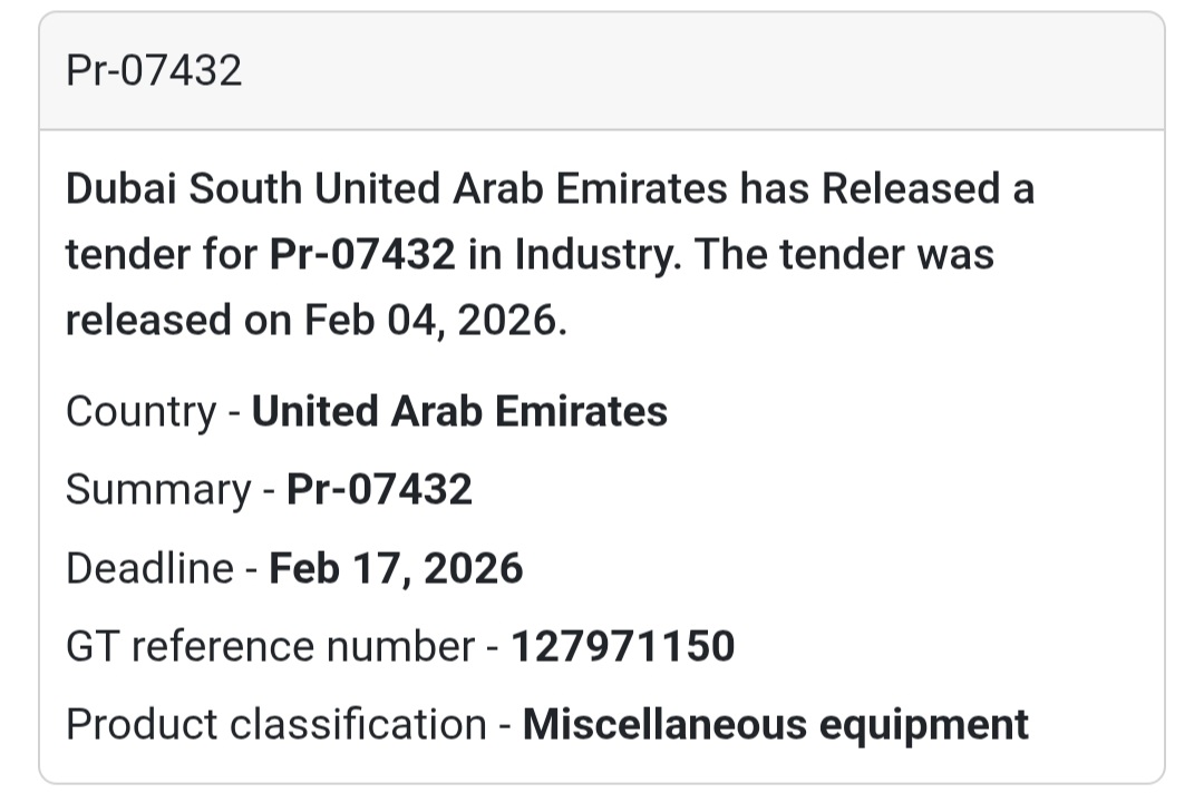 🏗️ Tender No. PR-07432