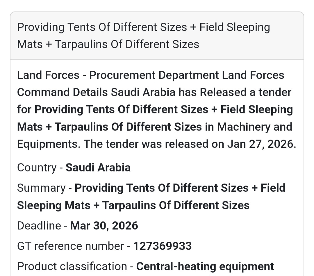 ⛺ Tents, Sleeping Mats & Tarpaulins 🇸🇦 Saudi Arabia
