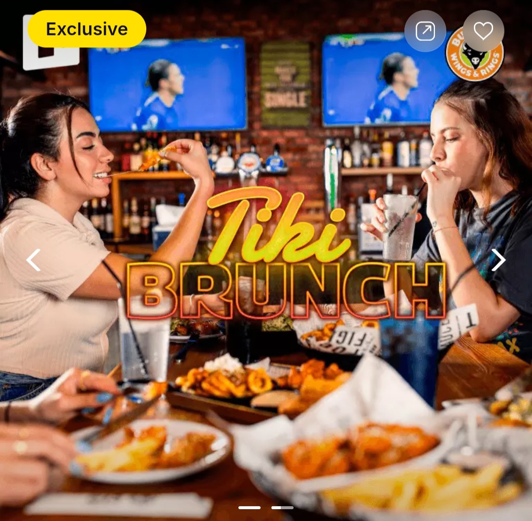 🌺 Tiki Brunch Buffalo Wings & Rings, Bahrain Island vibes every Friday 🌴🍹