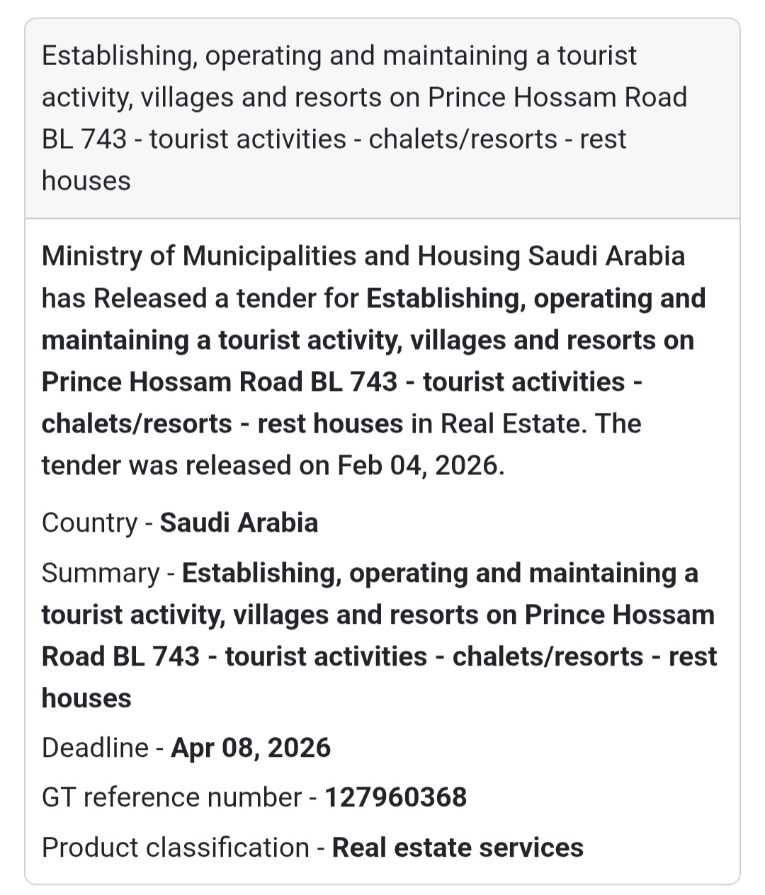🌴 Tourist Villages & Resorts – Prince Hossam Road
