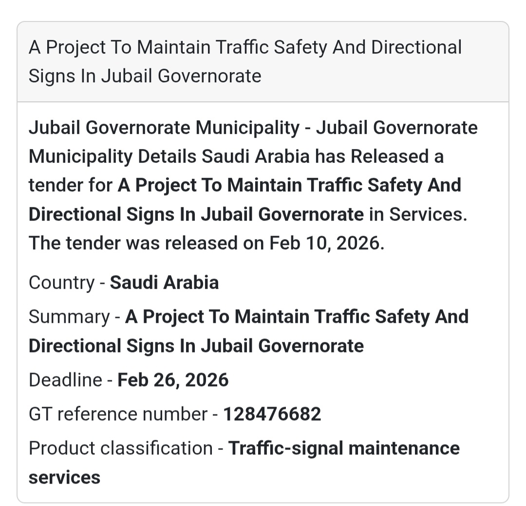 🚦 Traffic Safety & Directional Signs Maintenance – Jubail