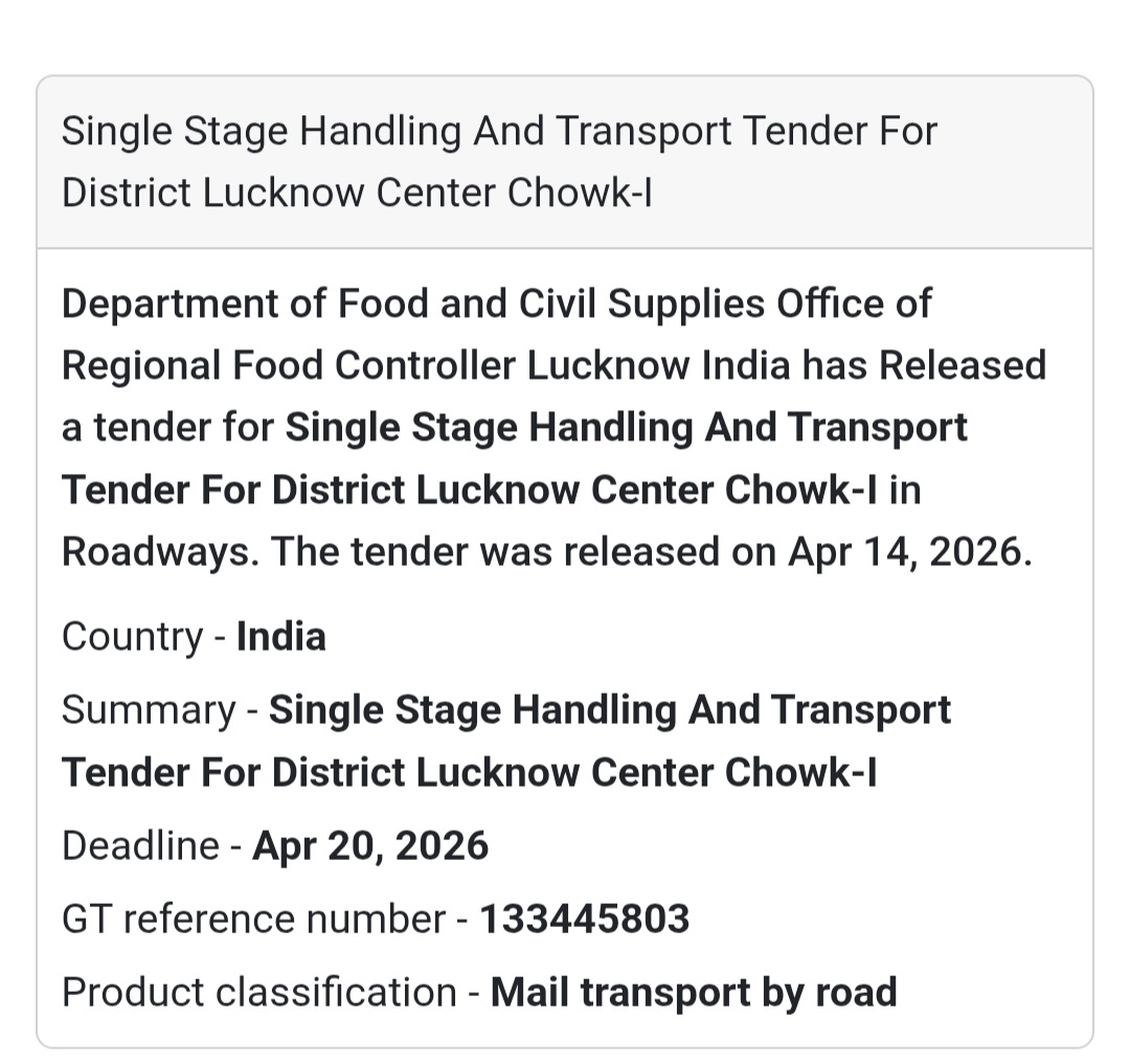 🚚 Transport Tender – Lucknow (Chowk-I)