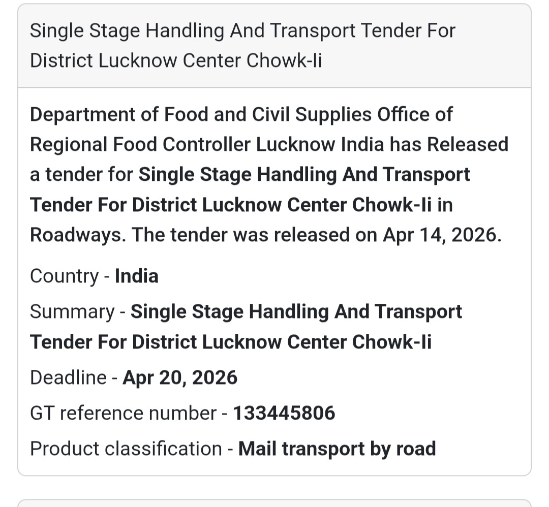 🚚 Transport Tender – Lucknow (Chowk-II)