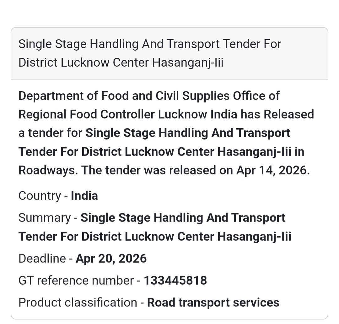 🚚 Transport Tender – Lucknow (Hasanganj-II)
