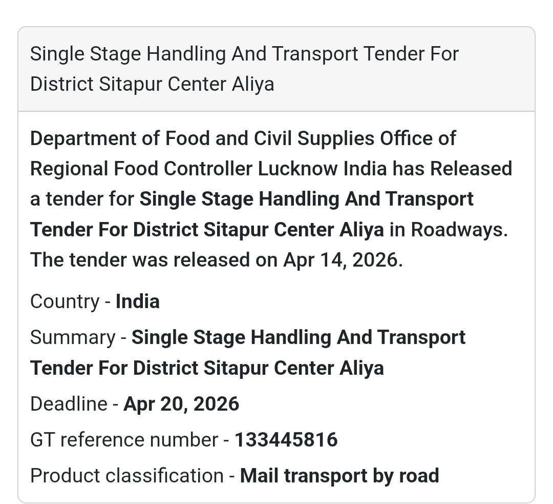 🚚 Transport Tender – Sitapur (Aliya Center)