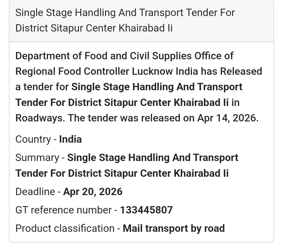 🚚 Transport Tender – Sitapur (Khairabad)