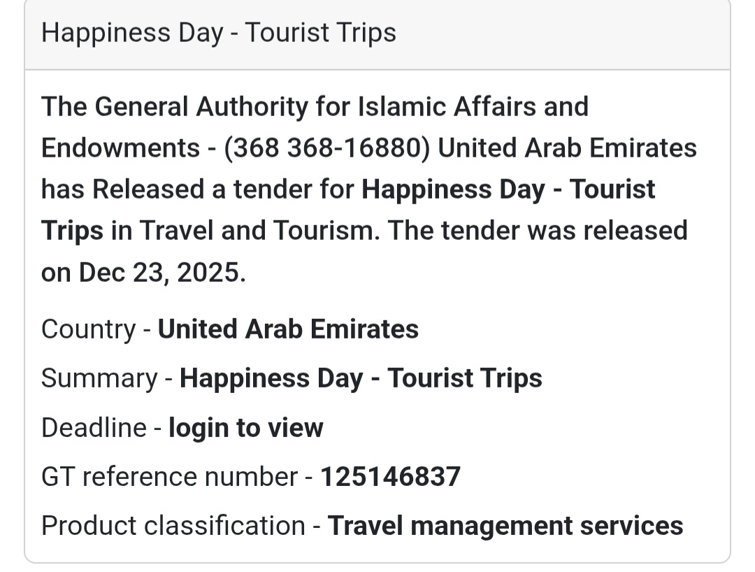 ✈️ Travel & Tourism Tender | UAE