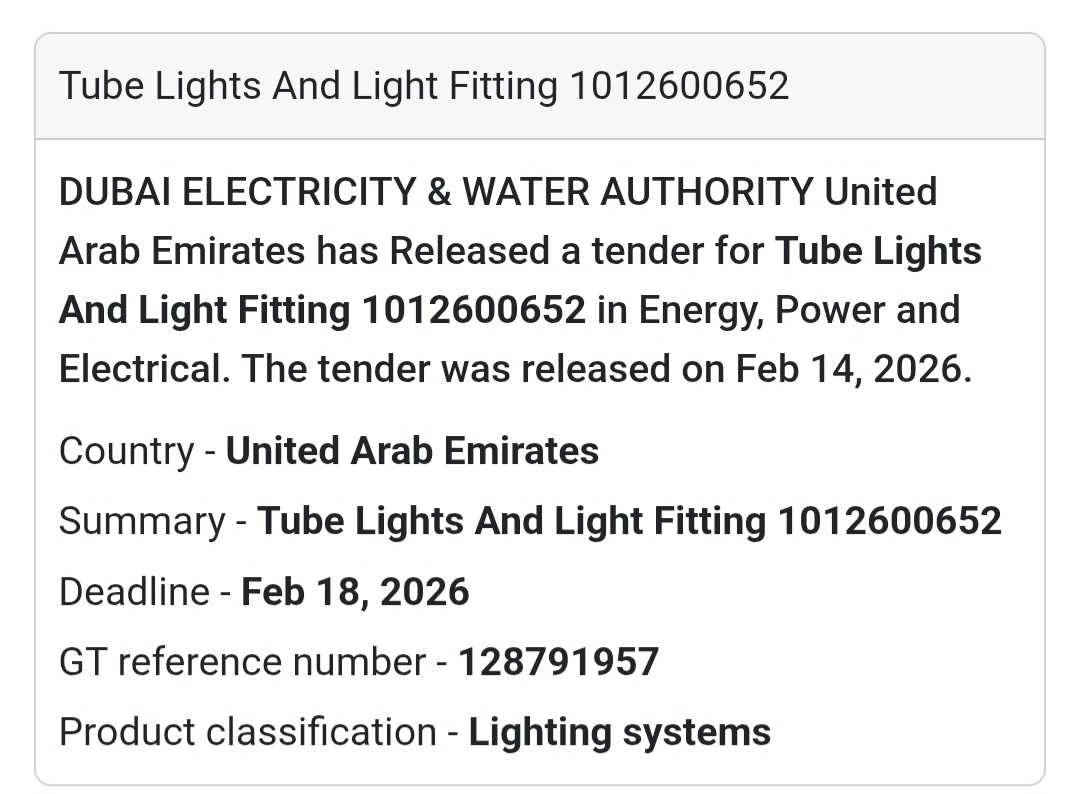 💡 Tube Lights & Light Fittings – UAE