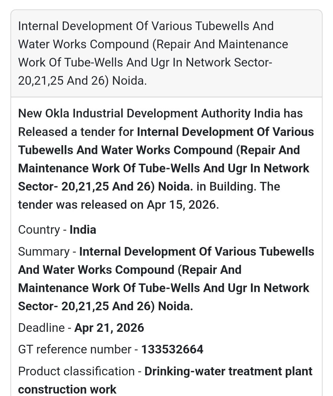🚰 Tubewell & Water Works Development – Noida