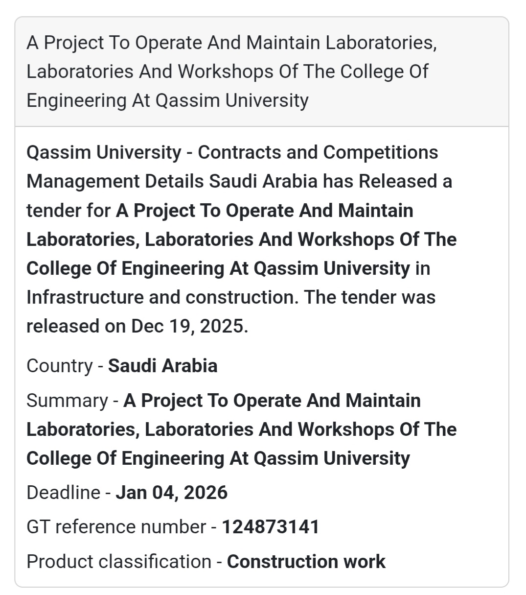 🔔 University Facilities Management Tender | Saudi Arabia 🇸🇦