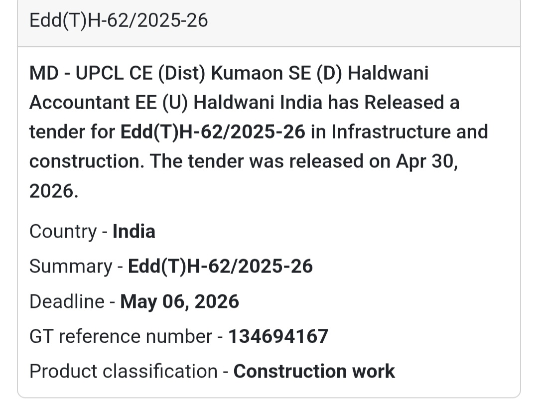 ⚡ UPCL Tender – Haldwani