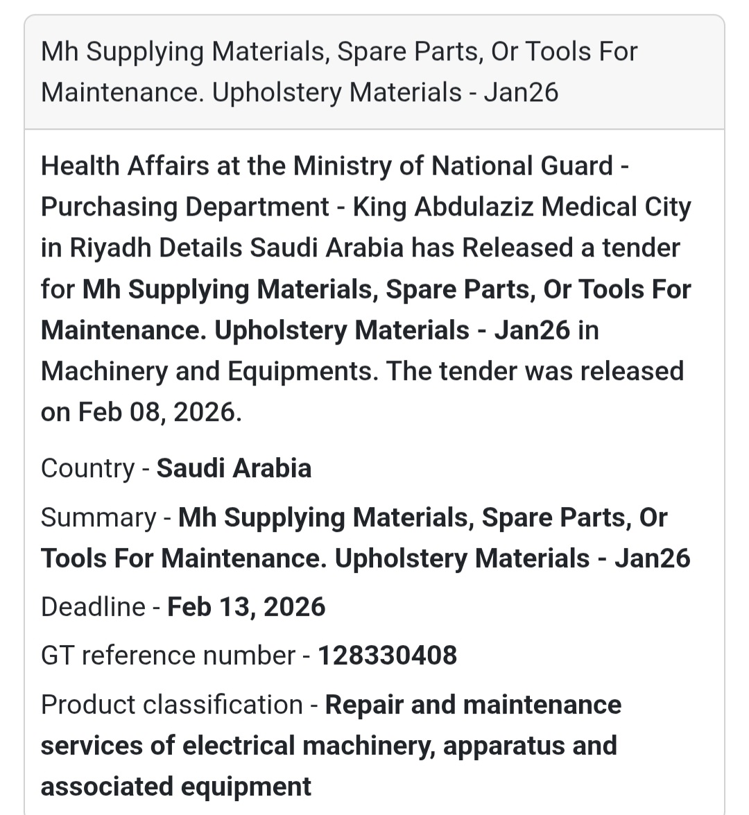 🛋 Upholstery Materials – Maintenance (Jan 26)