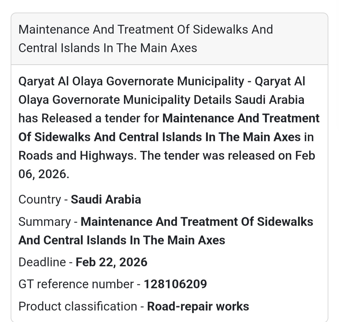 🚶 Urban Development Tender – Qaryat Al Olaya