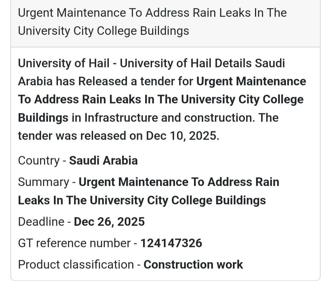 🏗 Urgent Maintenance – University City College Buildings