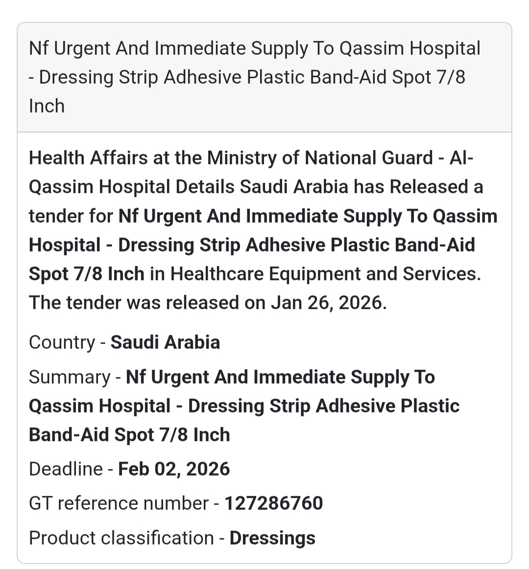 🩹 Urgent Medical Supply – Adhesive Dressing Strip